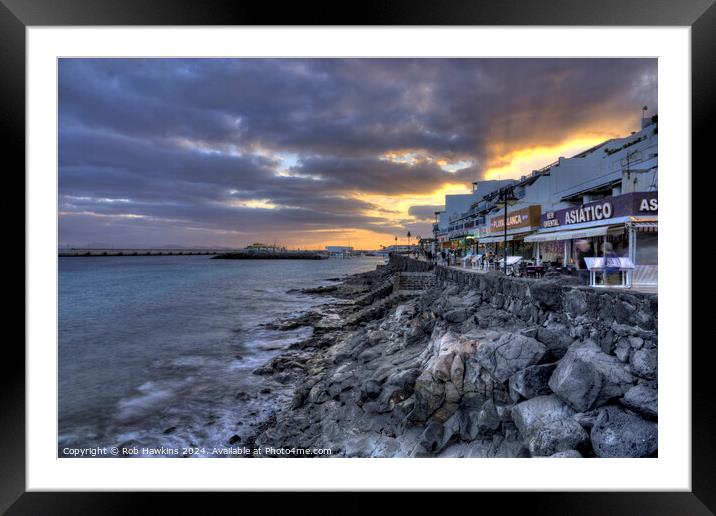 Playa Blanca promenade twilight Framed Mounted Print by Rob Hawkins
