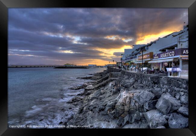 Playa Blanca promenade twilight Framed Print by Rob Hawkins
