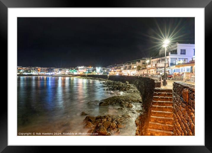 Playa Blanca night Promenade  Framed Mounted Print by Rob Hawkins