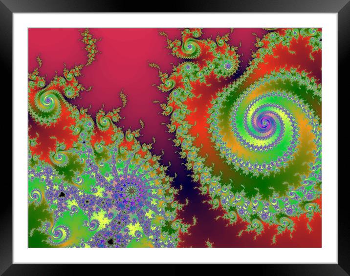 Beautiful zoom into the infinite mathemacial mandelbrot set fractal Framed Mounted Print by Michael Piepgras