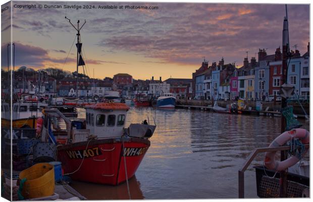 Sunset over Weymouth Harbour Canvas Print by Duncan Savidge