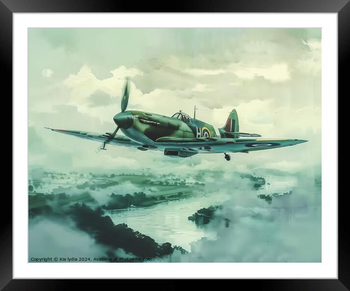 Spitfire Framed Mounted Print by Kia lydia