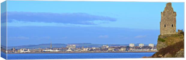 Greenan Castle looking over Ayr town Canvas Print by Allan Durward Photography