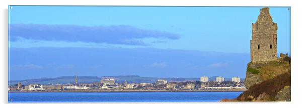 Greenan Castle looking over Ayr town Acrylic by Allan Durward Photography