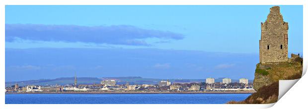 Greenan Castle looking over Ayr town Print by Allan Durward Photography