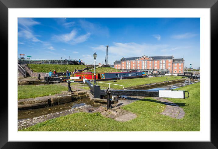 Narrow boats in a lock Framed Mounted Print by Jason Wells