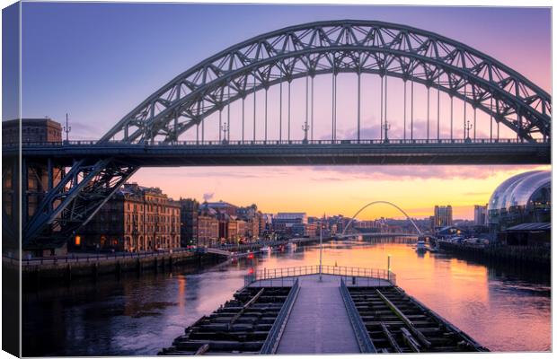 Sunrise over River Tyne - Newcastle & Gateshead Canvas Print by Tim Hill