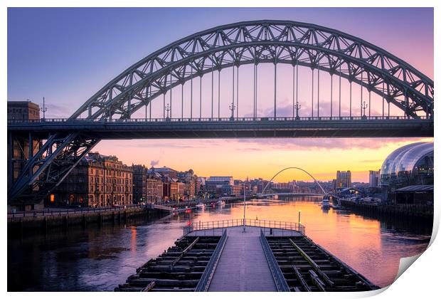 Sunrise over River Tyne - Newcastle & Gateshead Print by Tim Hill