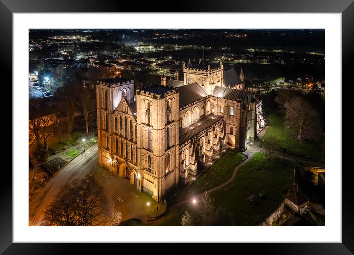 Ripon Cathedral at Night Framed Mounted Print by Apollo Aerial Photography