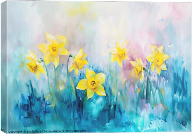 Daffodil Water colour Canvas Print by Kia lydia