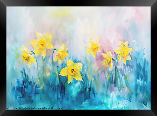 Daffodil Water colour Framed Print by Kia lydia