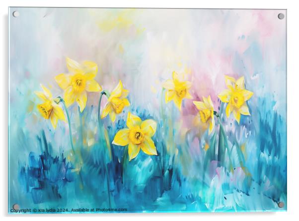 Daffodil Water colour Acrylic by Kia lydia