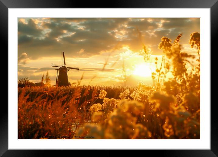 Windmill in holland Framed Mounted Print by Kia lydia