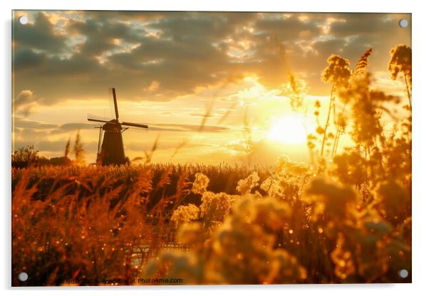 Windmill in holland Acrylic by Kia lydia