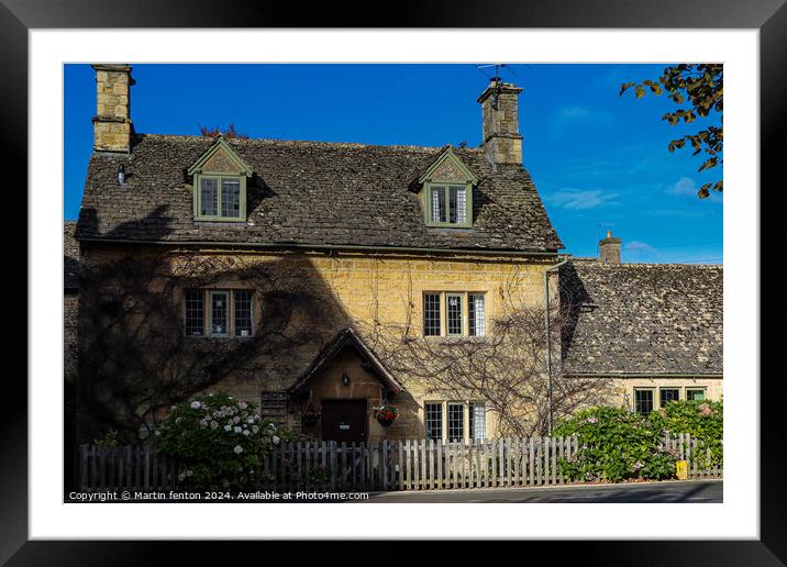 Bourton on the water cottage  Framed Mounted Print by Martin fenton