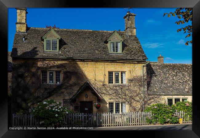 Bourton on the water cottage  Framed Print by Martin fenton
