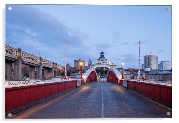 Swing Bridge Newcastle Acrylic by Steve Smith