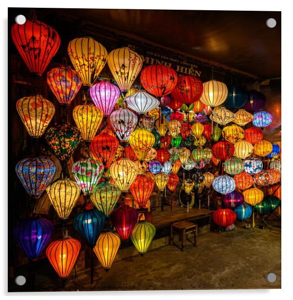 Hoi An lanterns at Night Acrylic by David Harding