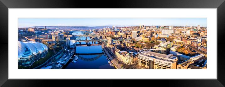 City of Newcastle Panoramic Framed Mounted Print by Tim Hill