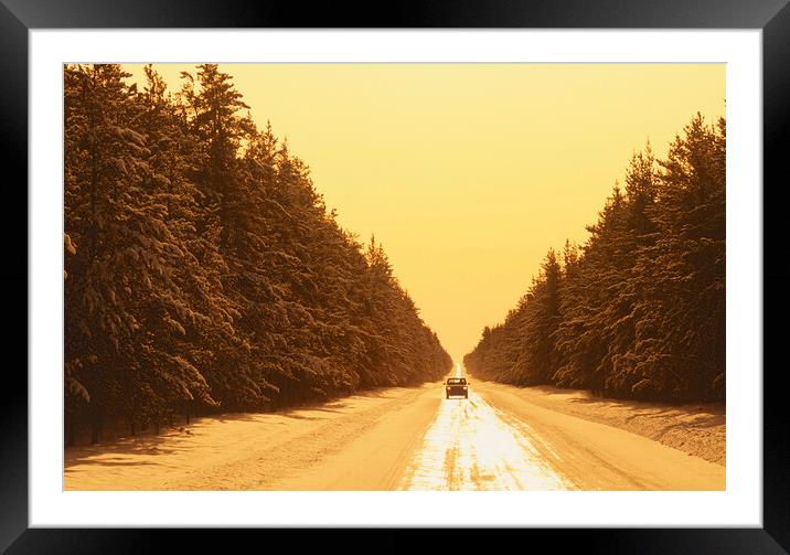 Winter Road Framed Mounted Print by Dave Reede