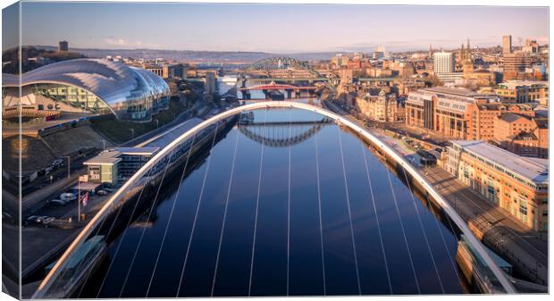 Newcastle Bridges from Millennium Bridge Canvas Print by Tim Hill