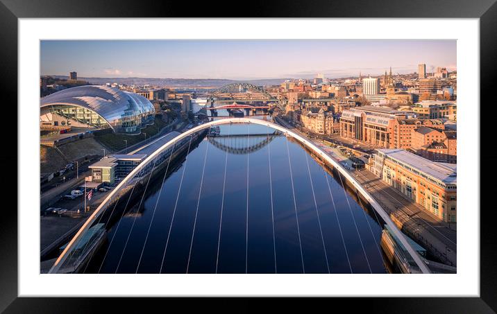 Newcastle Bridges from Millennium Bridge Framed Mounted Print by Tim Hill
