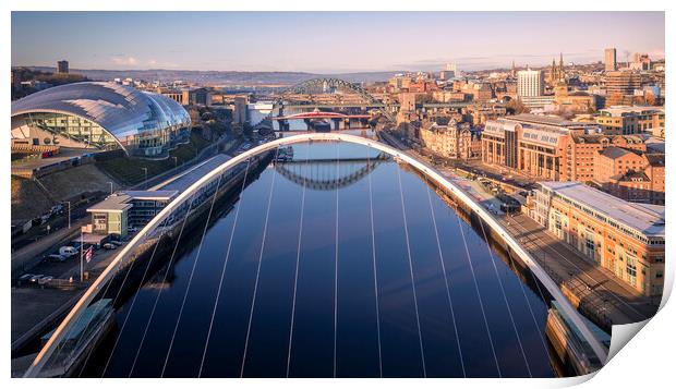 Newcastle Bridges from Millennium Bridge Print by Tim Hill