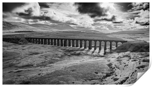 Ribblehead Viaduct Black and White Print by Apollo Aerial Photography