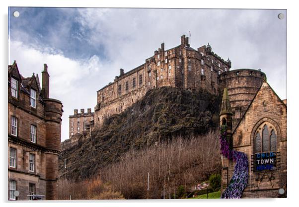 Edinburgh Castle from The Vennel Acrylic by Apollo Aerial Photography