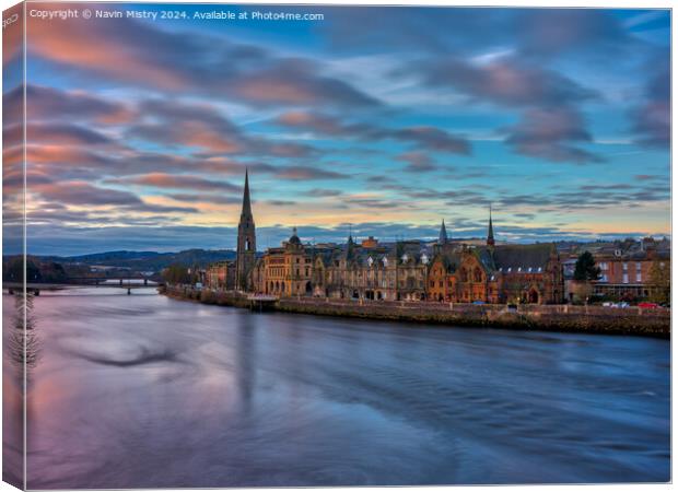 Sunrise over the Tay at Perth  Canvas Print by Navin Mistry