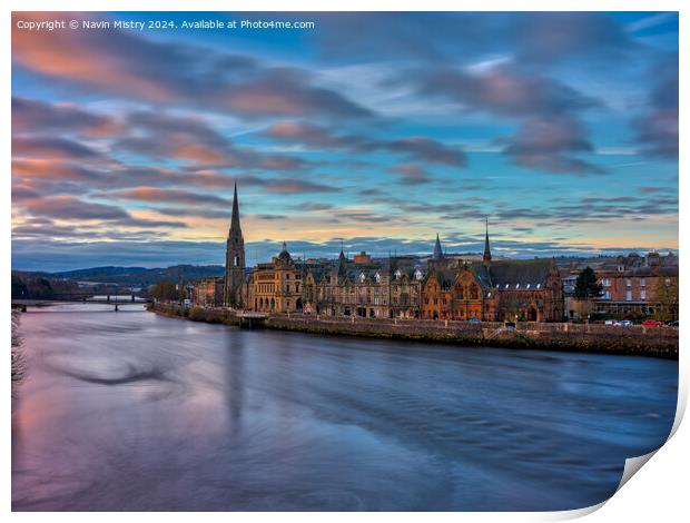 Sunrise over the Tay at Perth  Print by Navin Mistry