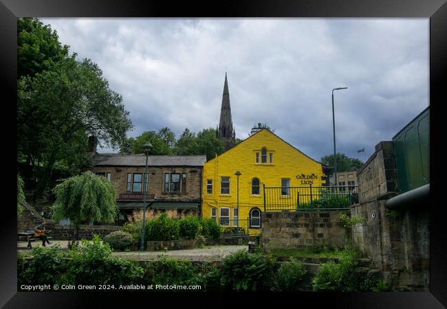 The Golden Lion and a Church Spire, Todmorden Framed Print by Colin Green