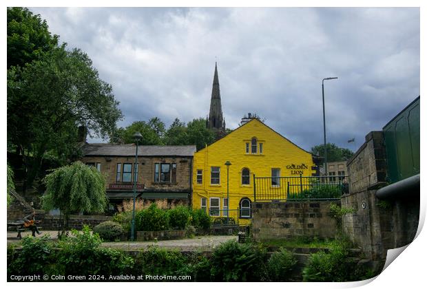 The Golden Lion and a Church Spire, Todmorden Print by Colin Green