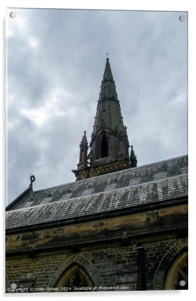 Todmorden Church Spire Acrylic by Colin Green