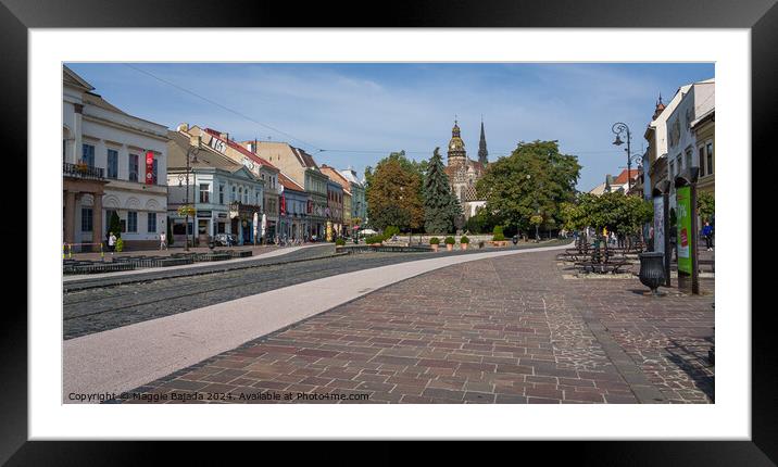 Street Photography of a Town in Kosice in Hungary. Framed Mounted Print by Maggie Bajada