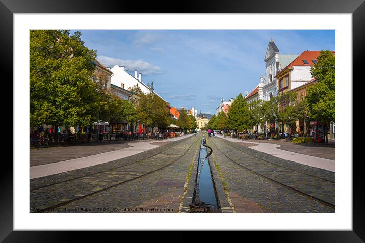 Street Photography of a Town in Kosice, Hungary. Framed Mounted Print by Maggie Bajada