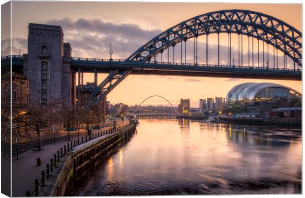 Newcastle Quayside at Sunrise Canvas Print by Tim Hill