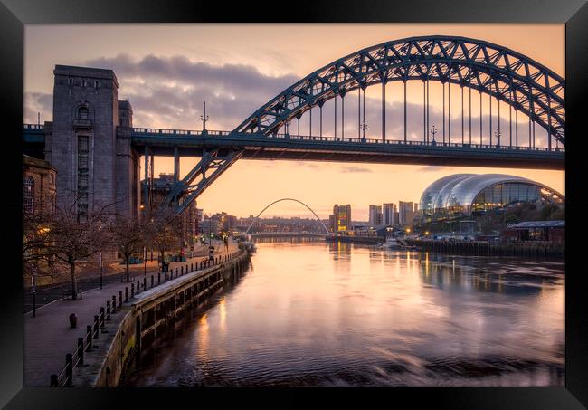 Newcastle Quayside at Sunrise Framed Print by Tim Hill