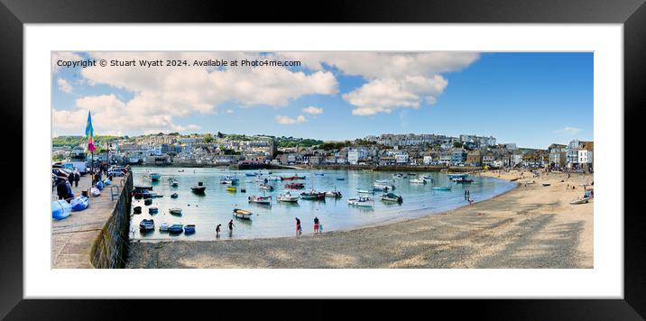 St Ives harbour Beach and Town Framed Mounted Print by Stuart Wyatt