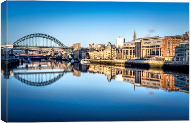 Tyne Bridge Reflections - Newcastle Quayside Canvas Print by Tim Hill