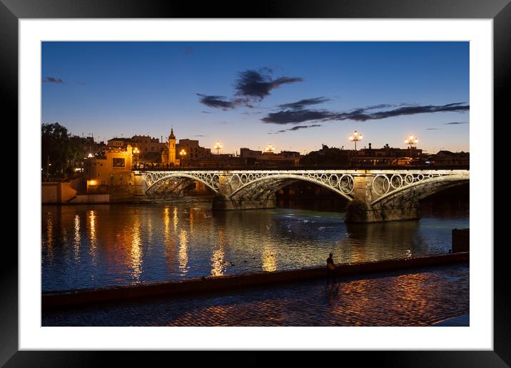 Triana Bridge At Dusk In Seville Framed Mounted Print by Artur Bogacki