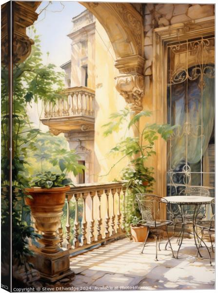 Mediterranean balcony  Canvas Print by Steve Ditheridge