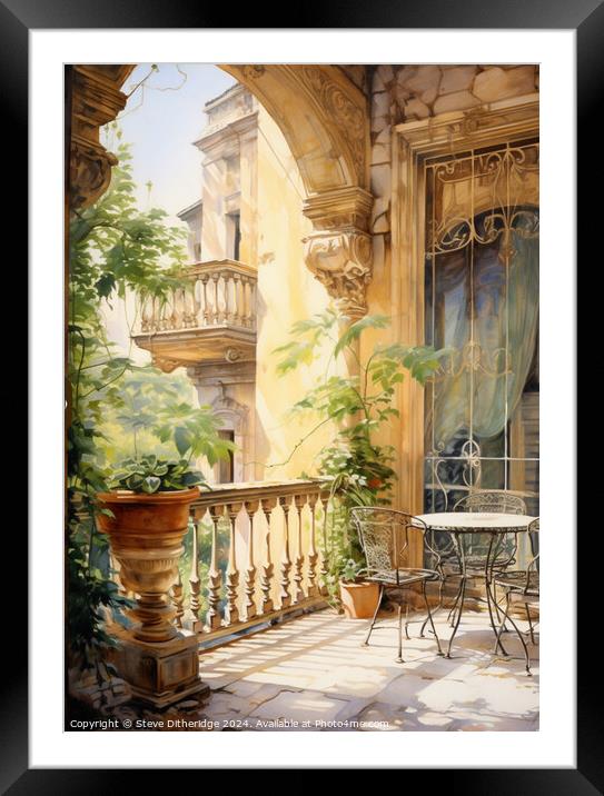 Mediterranean balcony  Framed Mounted Print by Steve Ditheridge