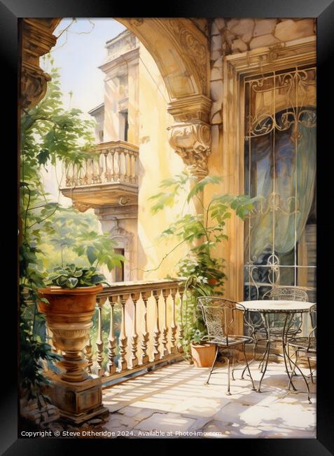Mediterranean balcony  Framed Print by Steve Ditheridge