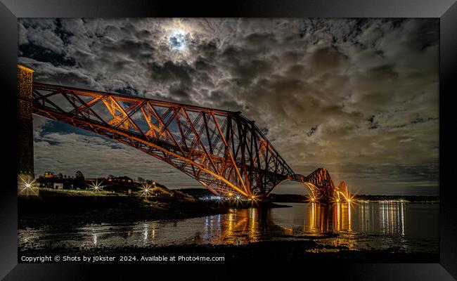 Forth Rail Bridge at Night Framed Print by Shots by j0kster 