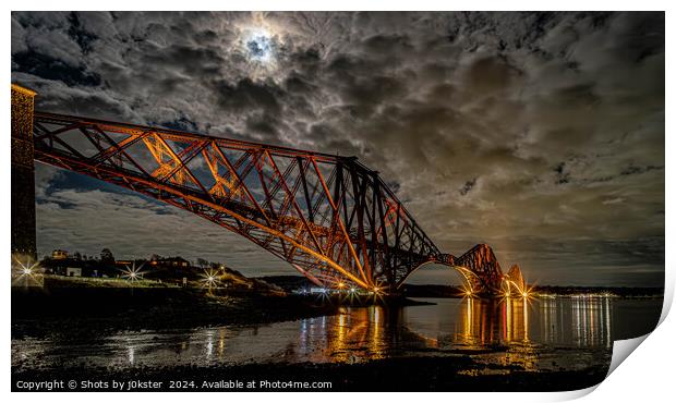 Forth Rail Bridge at Night Print by Shots by j0kster 
