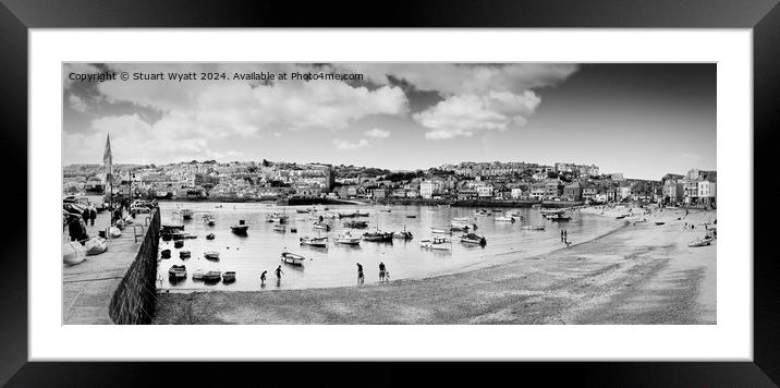 St. Ives Harbour Panorama Framed Mounted Print by Stuart Wyatt