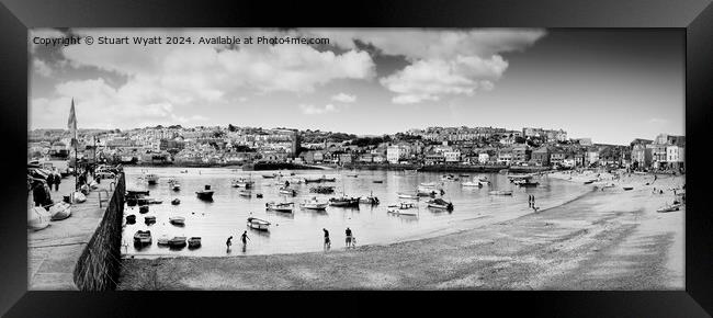 St. Ives Harbour Panorama Framed Print by Stuart Wyatt