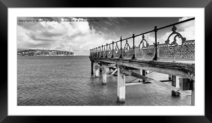 Swanage Pier pointing towards Old Harry Rocks Framed Mounted Print by Stuart Wyatt
