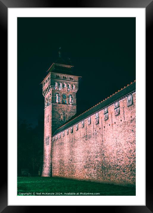 Cardiff castle at night  Framed Mounted Print by Neil McKenzie